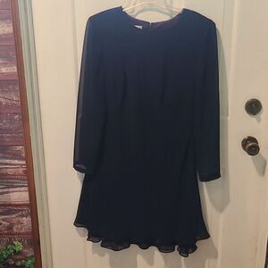 COPY - Size 10 Kamisato Lined Long Sleeve Black Dress With Ruffled Hem